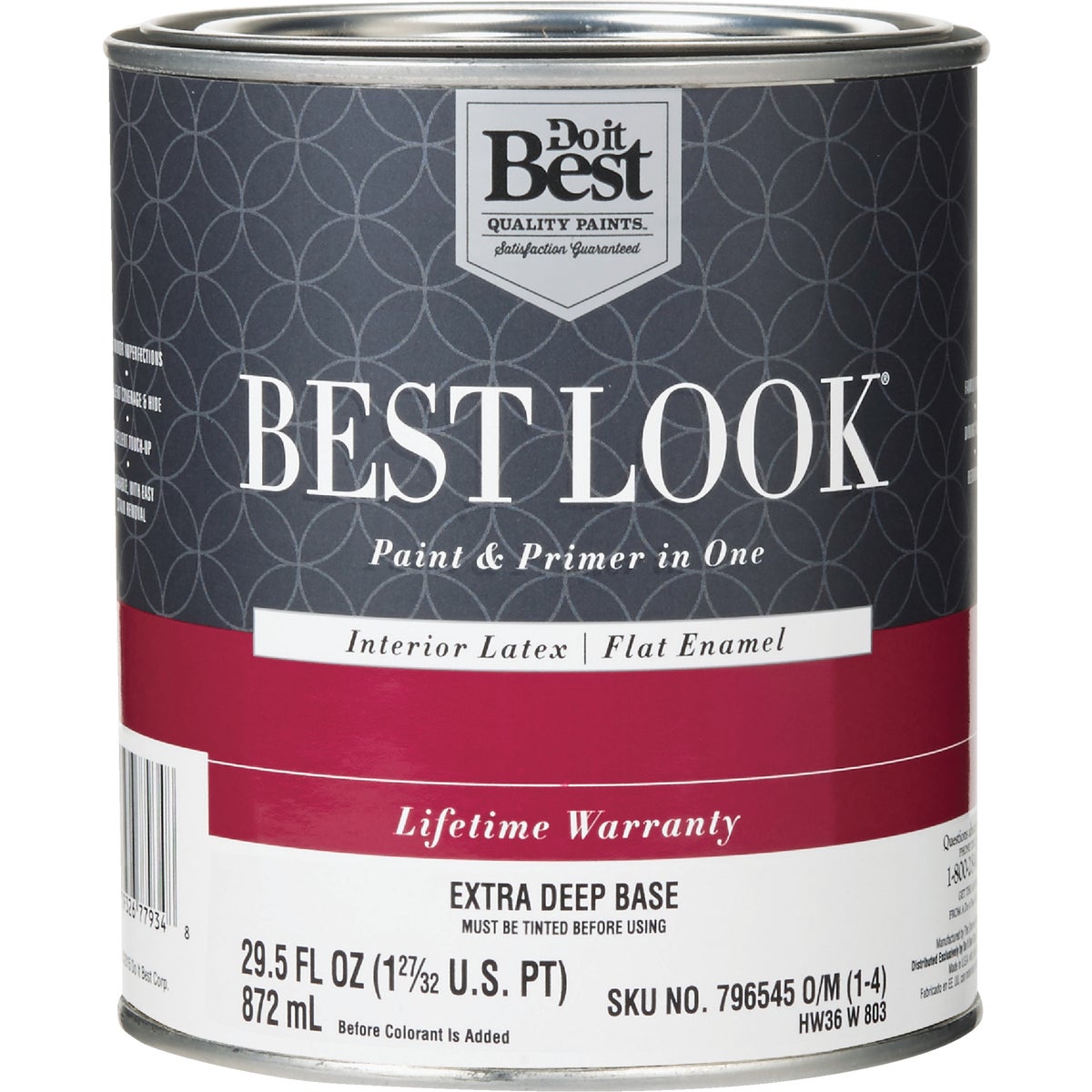 Best Look Latex Paint & Primer In One Flat Enamel Interior Wall Paint, Extra Deep Base, 1 Qt.