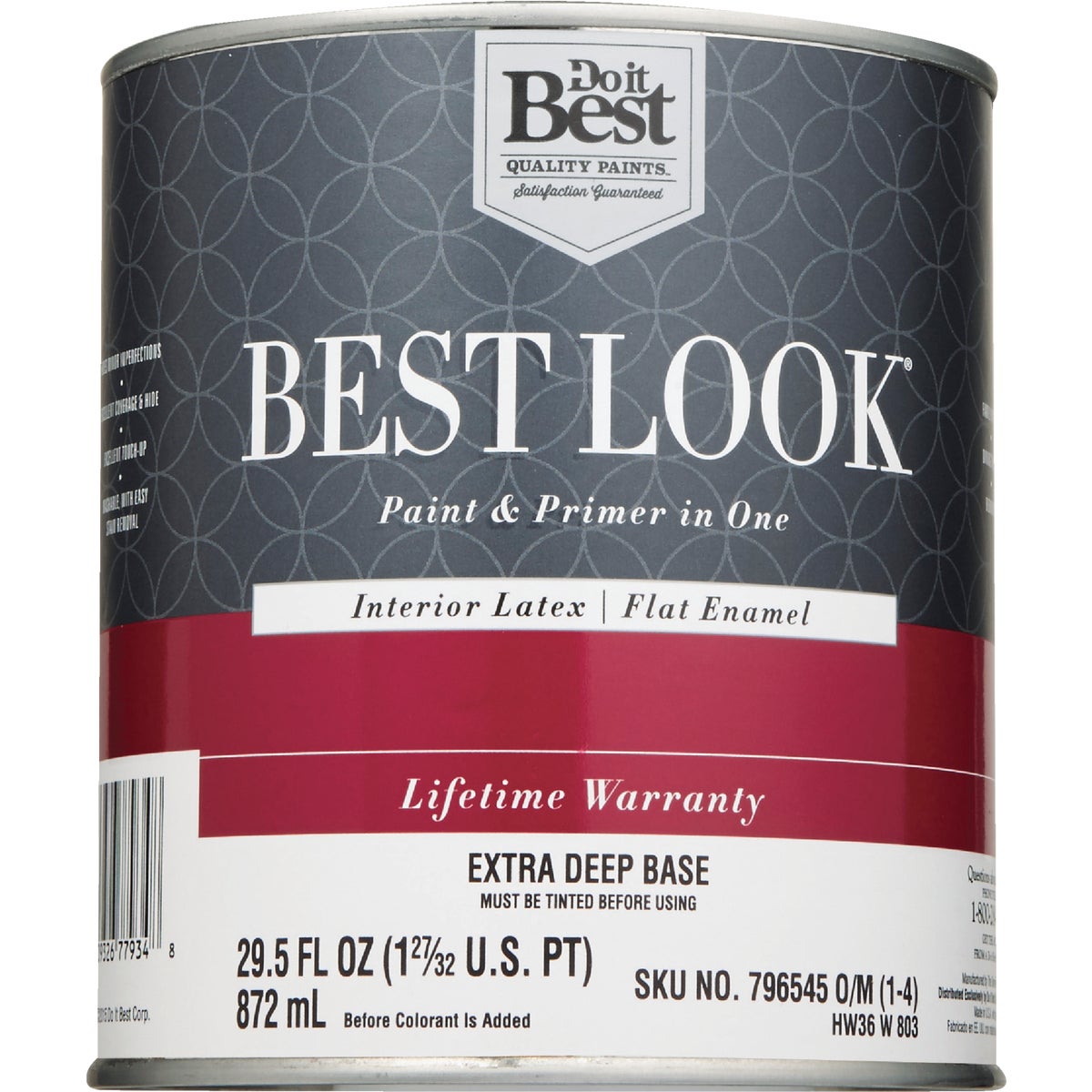 Best Look Latex Paint & Primer In One Flat Enamel Interior Wall Paint, Extra Deep Base, 1 Qt.