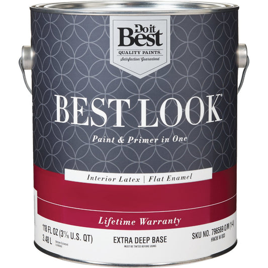 Best Look Latex Paint & Primer In One Flat Enamel Interior Wall Paint, Extra Deep Base, 1 Gal.