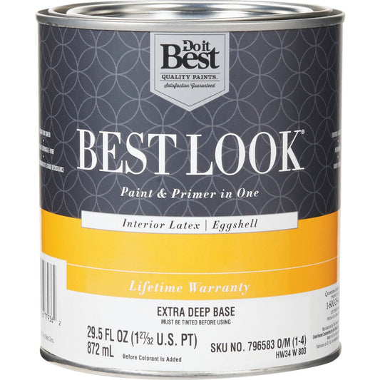 Best Look Latex Paint & Primer In One Eggshell Interior Wall Paint, Extra Deep Base, 1 Qt.