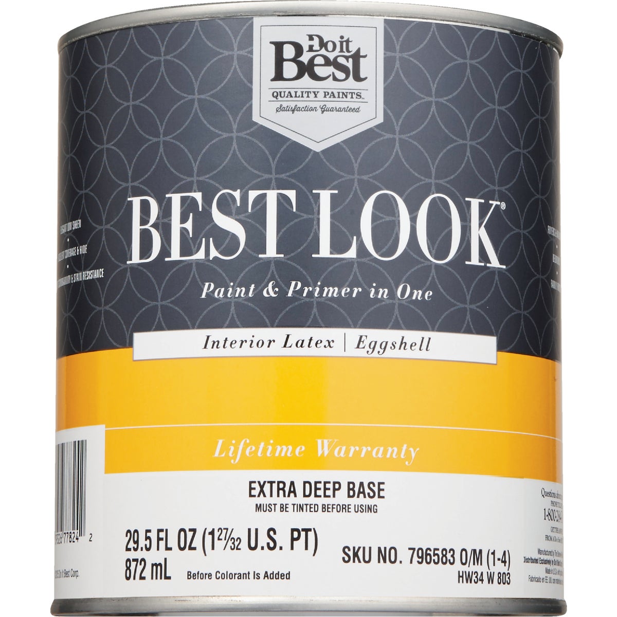 Best Look Latex Paint & Primer In One Eggshell Interior Wall Paint, Extra Deep Base, 1 Qt.