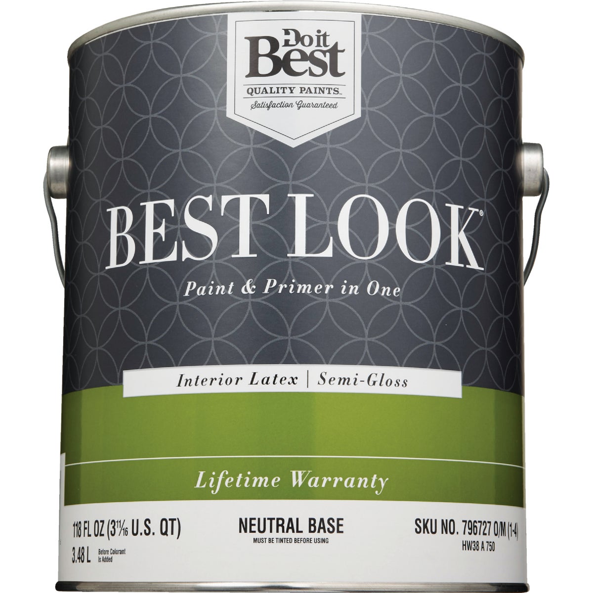 Best Look Latex Paint & Primer In One Semi-Gloss Interior Wall Paint, Neutral Base, 1 Gal.