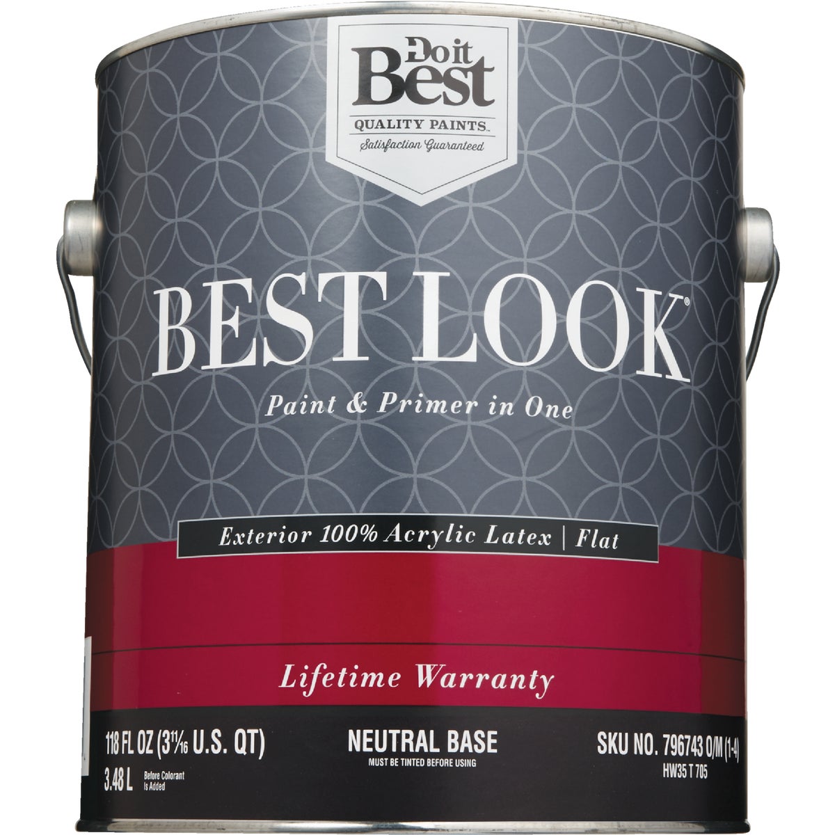 Best Look 100% Acrylic Latex Paint & Primer In One Flat Exterior House Paint, Neutral Base, 1 Gal.