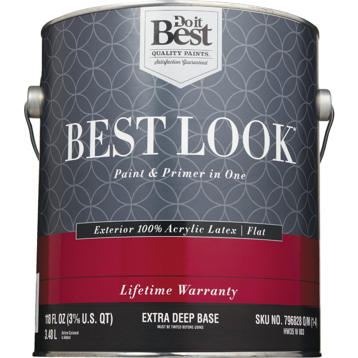 Best Look 100% Acrylic Latex Paint & Primer In One Flat Exterior House Paint, Exra Deep Base, 1 Gal.