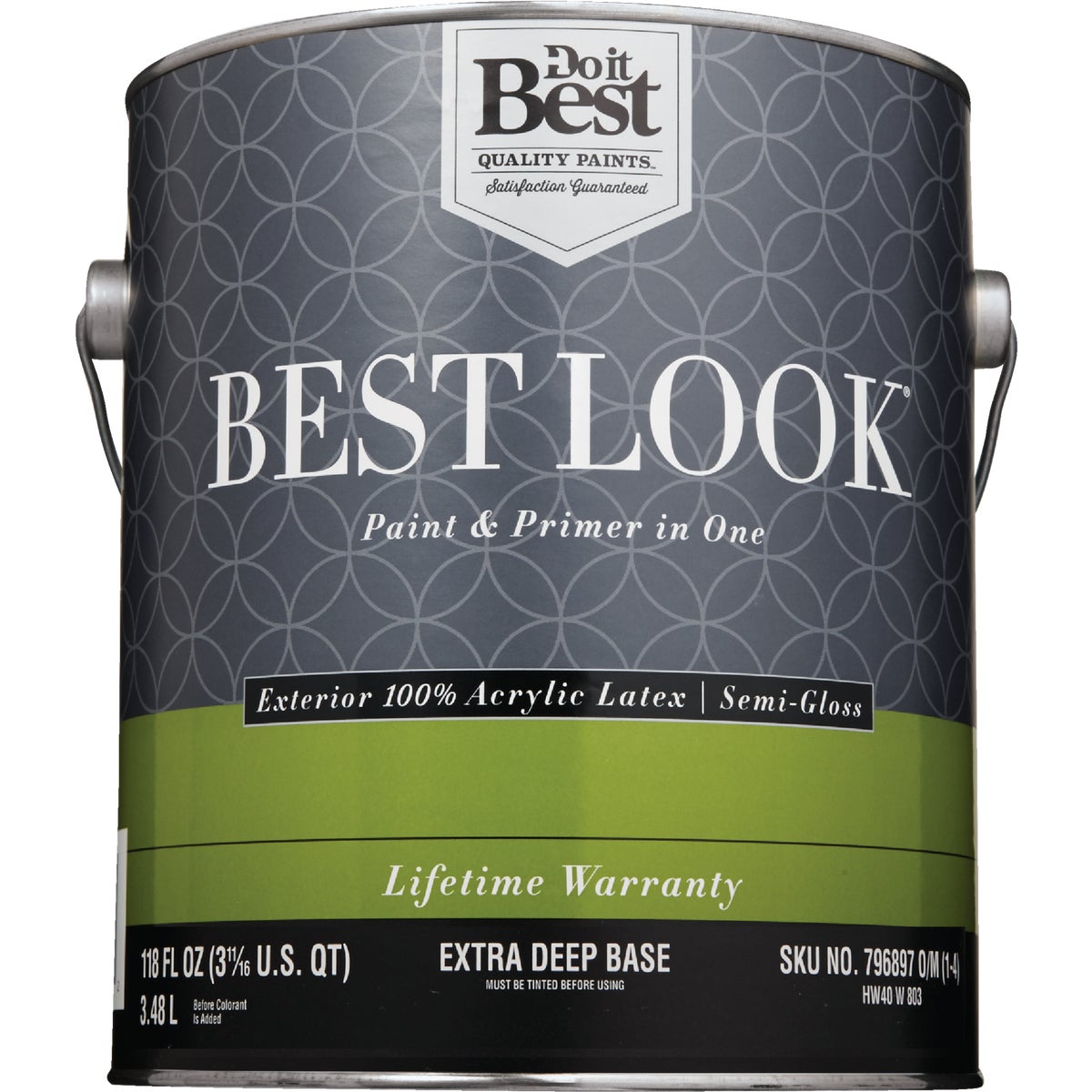 Best Look 100% Acrylic Latex Paint & Primer In One Semi-Gloss Exterior House Paint, Extra Deep Base, 1 Gal.