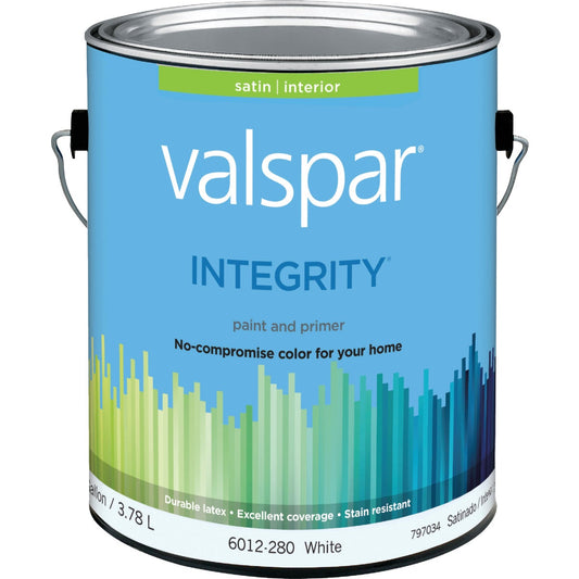 Valspar Integrity Latex Paint And Primer Satin Interior Wall Paint, White, 1 Gal.