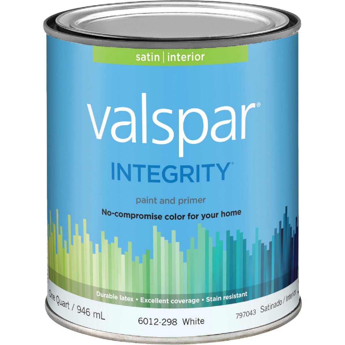 Valspar Integrity Latex Paint And Primer Satin Interior Wall Paint, White, 1 Qt.