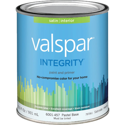 Valspar Integrity Latex Paint And Primer Satin Interior Wall Paint, Pastel Base, 1 Qt.