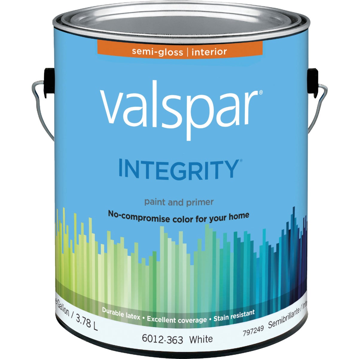 Valspar Integrity Latex Paint And Primer Semi-Gloss Interior Wall Paint, White, 1 Gal.