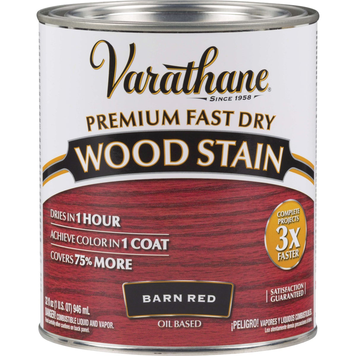 Varathane Fast Dry Barn Red Urethane Modified Alkyd Interior Wood Stain, 1 Qt.