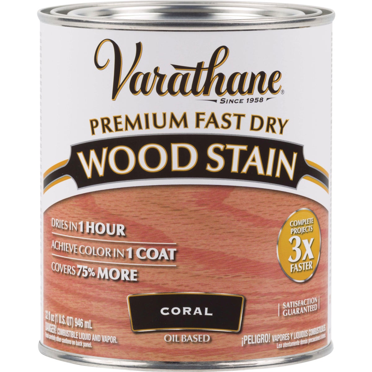 Varathane Fast Dry Coral Wood Urethane Modified Alkyd Interior Wood Stain, 1 Qt.