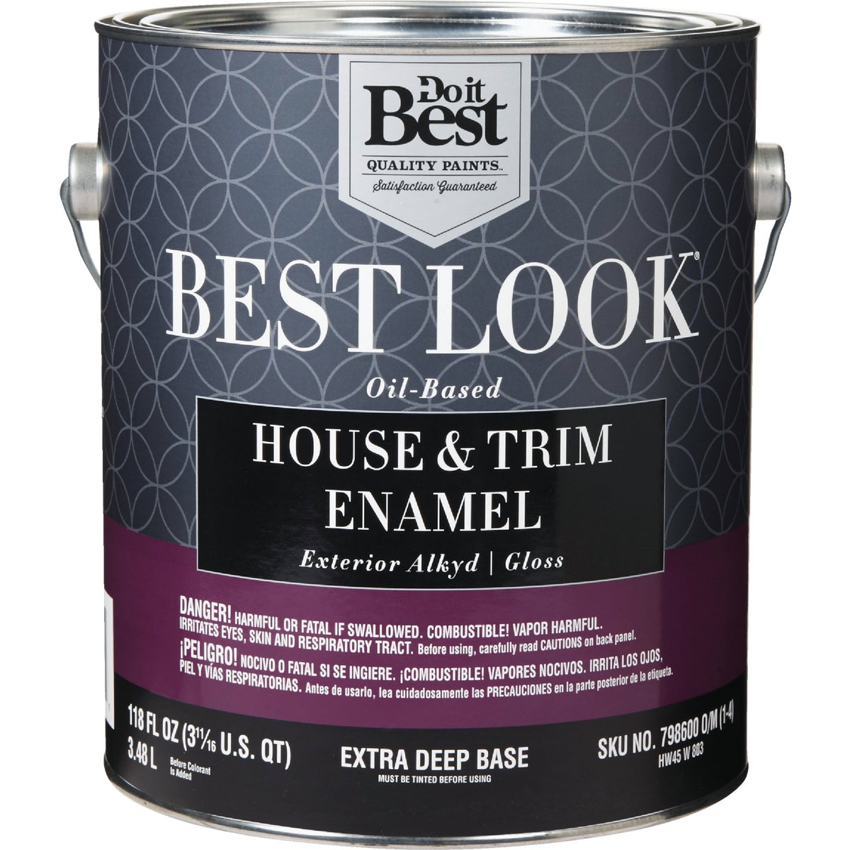 Best Look Oil-Based Alkyd Gloss Exterior House & Trim Enamel Paint, Extra Deep Base, 1 Gal.