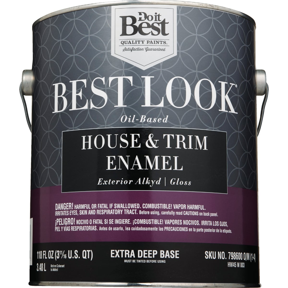 Best Look Oil-Based Alkyd Gloss Exterior House & Trim Enamel Paint, Extra Deep Base, 1 Gal.