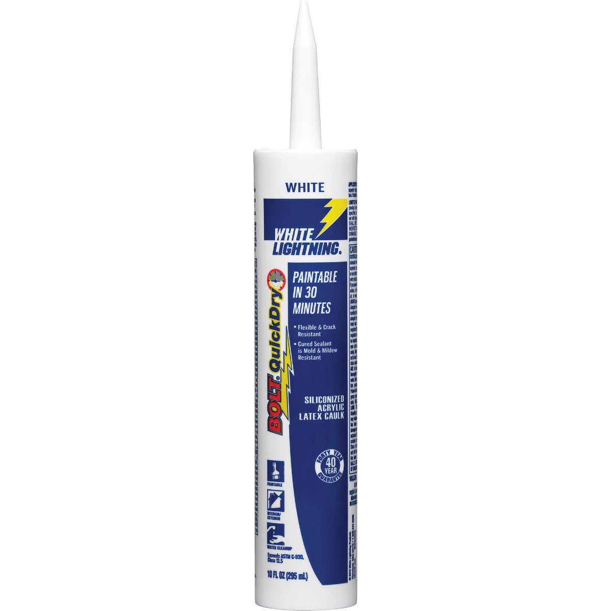 White Lightning Bolt 10 Oz. White Quick Dry Siliconized Acrylic Latex Caulk