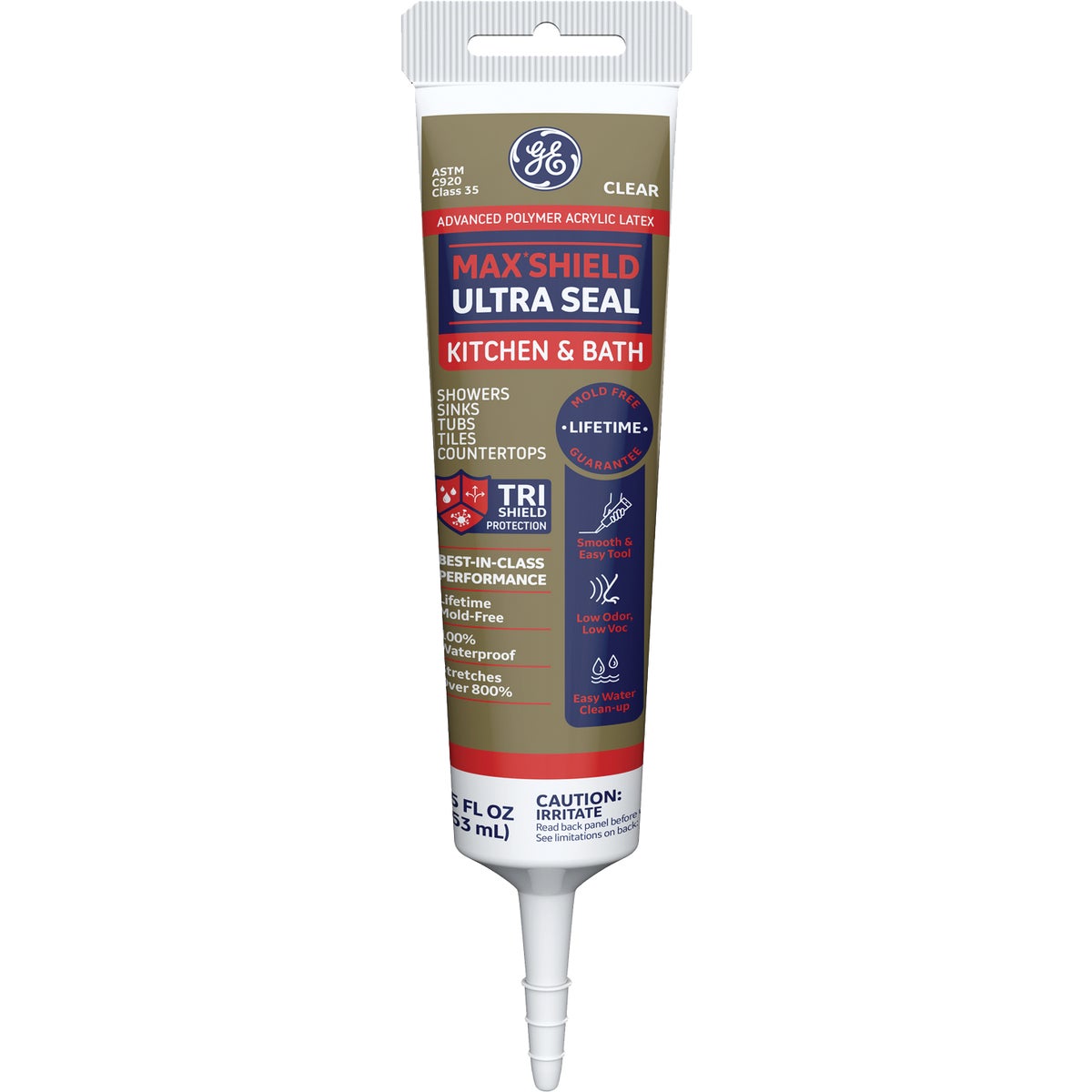 GE Max Shield Ultra Seal 5.5 Oz. Clear Advanced Polymer Acrylic Latex Kitchen & Bath Sealant