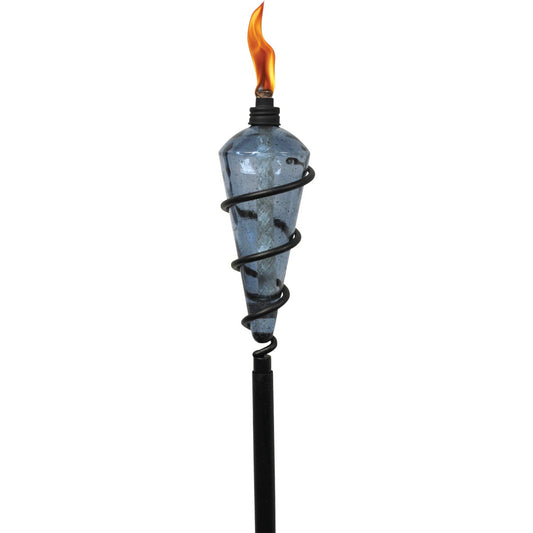 Tiki 64 In. Blue Glass Swirl Metal Patio Torch