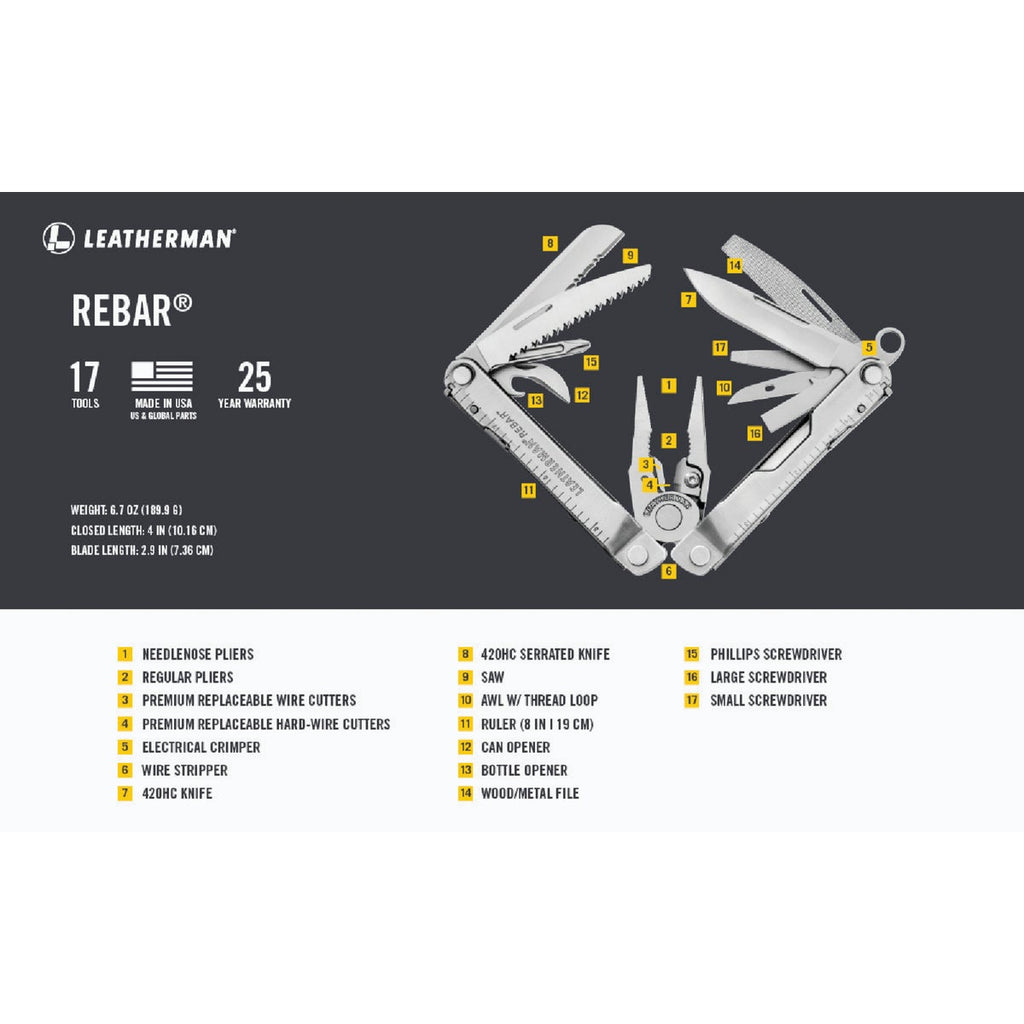 Leatherman Rebar 17-In-1 Stainless Steel Multi-Tool