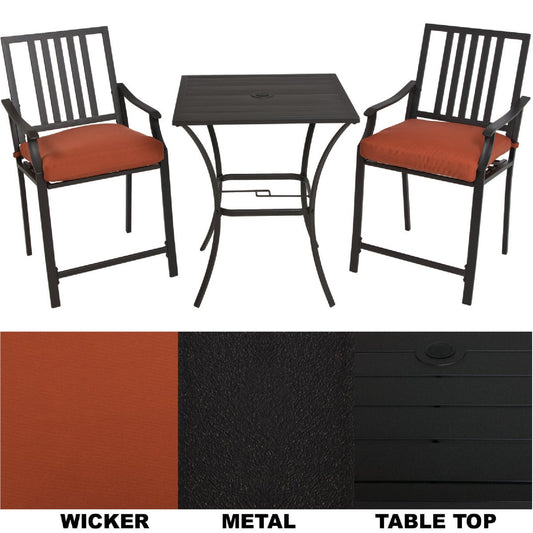 Nantucket 3-Piece Bistro Set with Seat Cushions