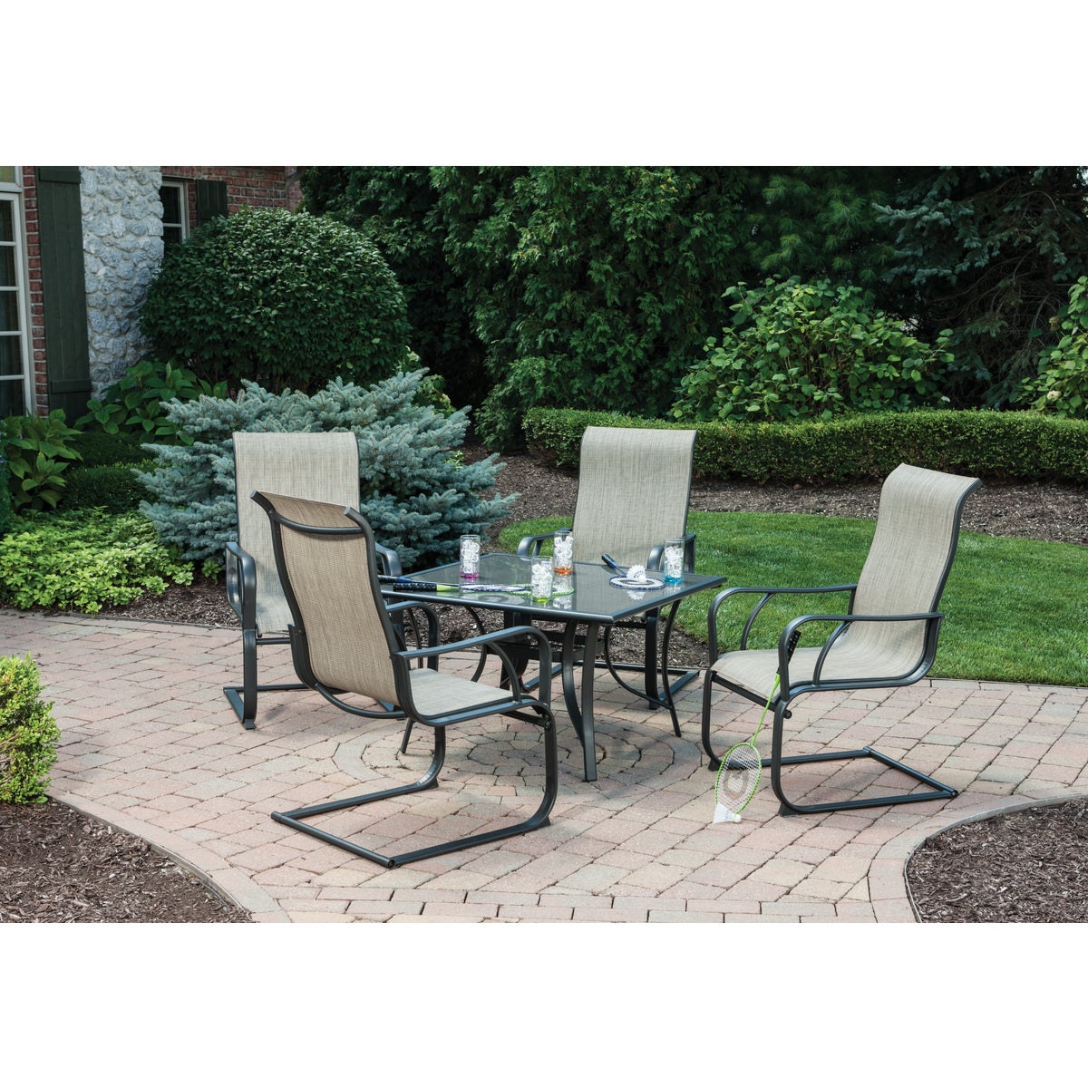 Brunswick 5-Piece Steel Sling Chair Chat Set