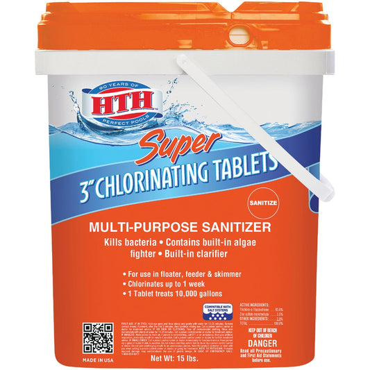 HTH 3 In. 15 Lb. Super Chlorine Tablet