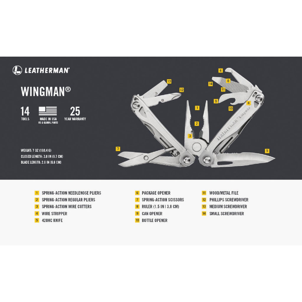 Leatherman Wingman 14-In-1 Stainless Steel Multi-Tool
