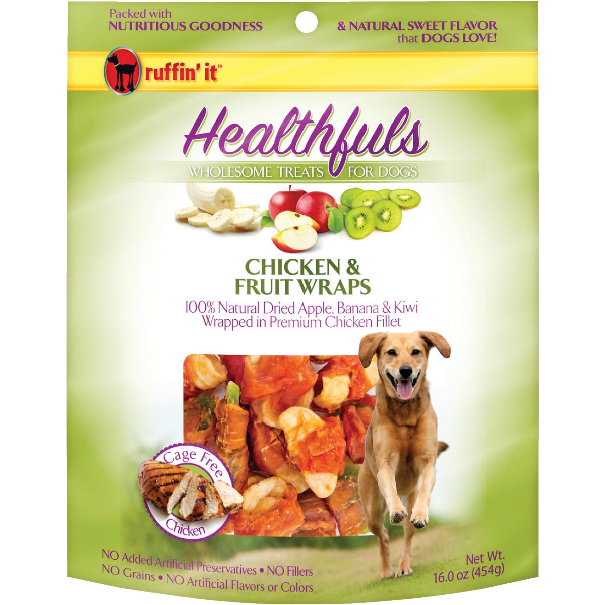 Ruffin' it Healthfuls Chicken & Fruit Flavor Chewy Dog Treat, 1 Lb.