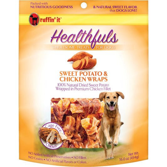 Ruffin' it Healthfuls Sweet Potato & Chicken Flavor Chewy Dog Treat, 1 Lb.