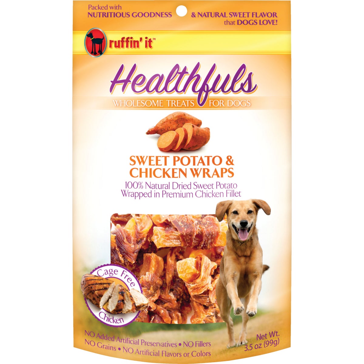 Ruffin' it Healthfuls Sweet Potato & Chicken Flavor Chewy Dog Treat, 3.5 Oz.