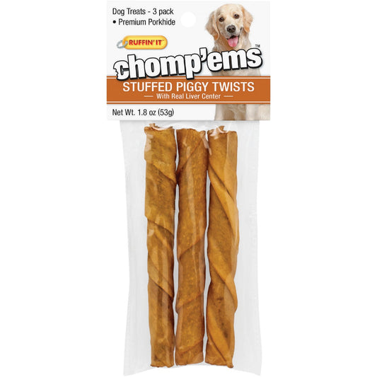 Ruffin' it Chomp'ems Pork Flavor Chewy Dog Treat (3-Pack)