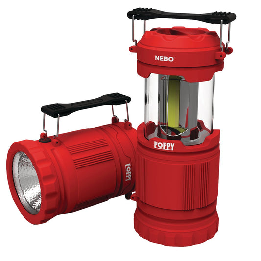 Nebo Poppy 7.79 In. H. x 3.58 In. Dia. Red Rubberized Plastic LED Lantern