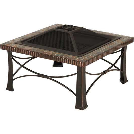 Outdoor Expressions 30 In. Slate Square Steel Fire Pit