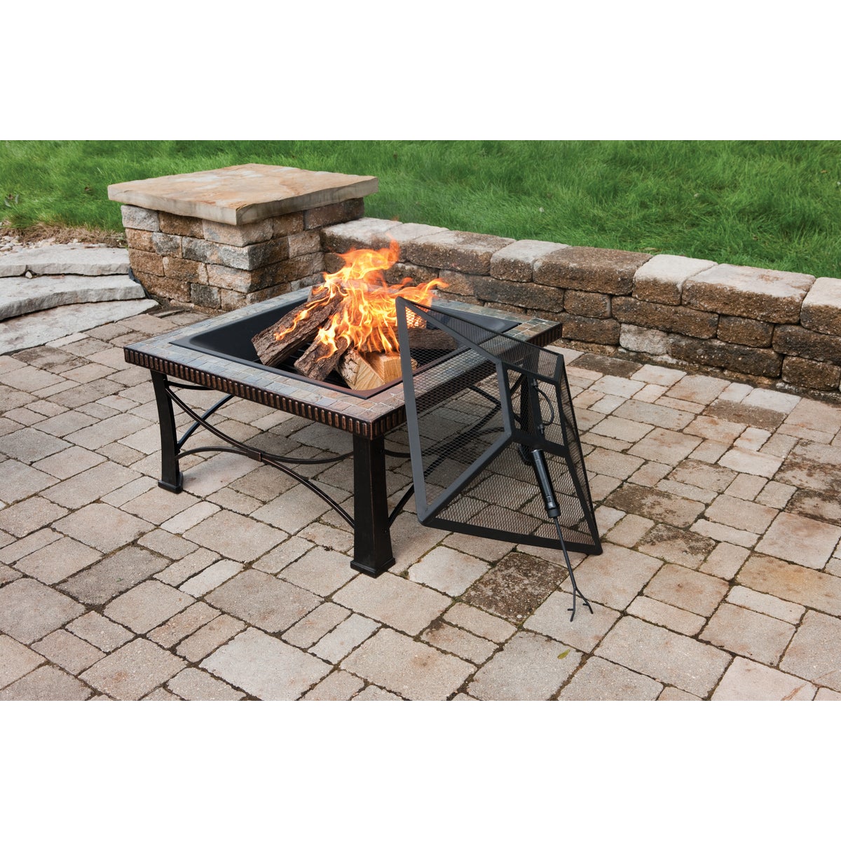 Outdoor Expressions 30 In. Slate Square Steel Fire Pit