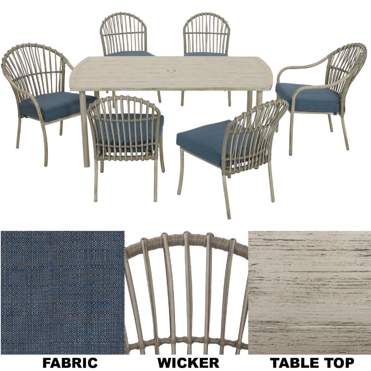 West Palm 7-Piece Wicker Dining Set with Cushions