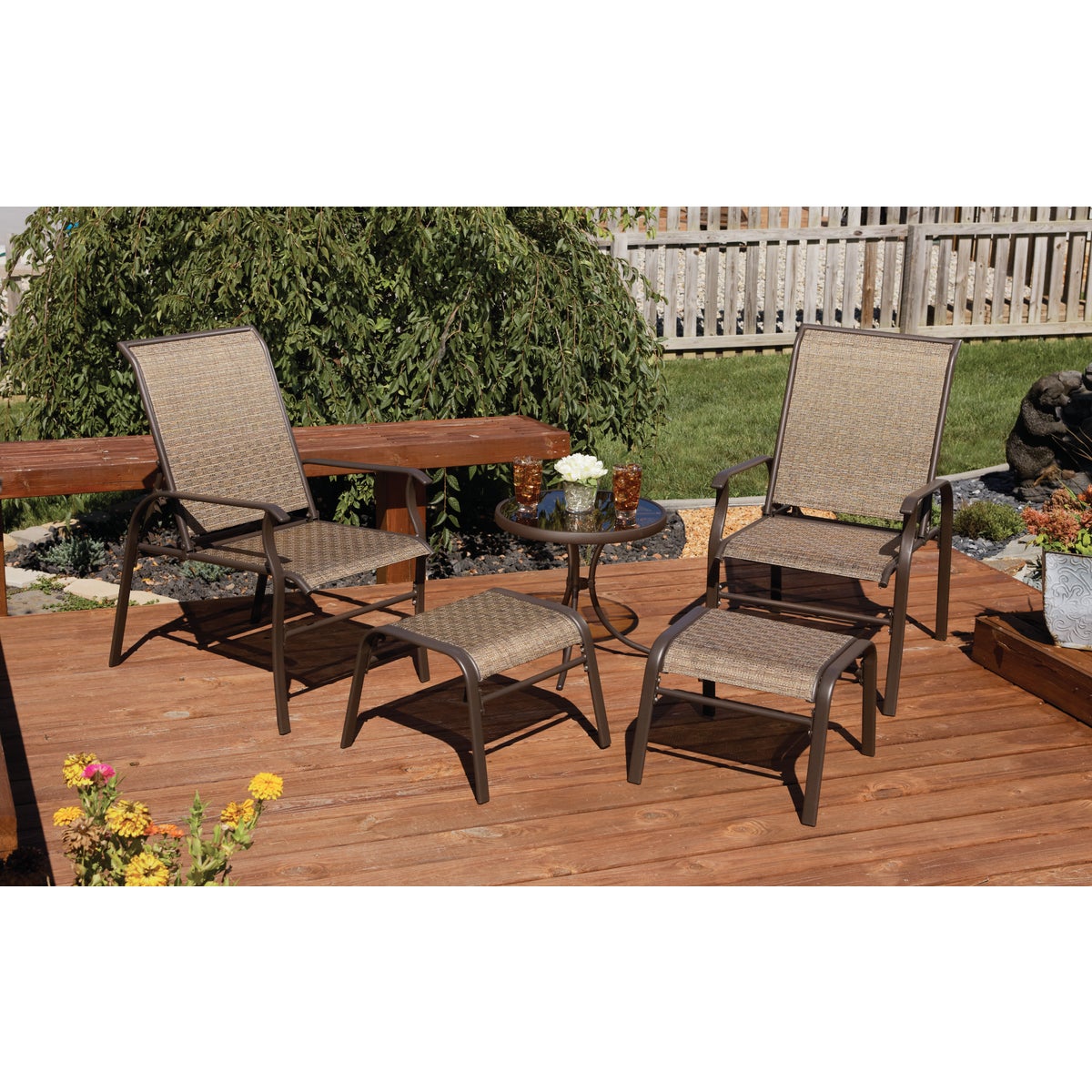 Outdoor Expressions Greenville 5-Piece Steel Sling Chair Chat Set