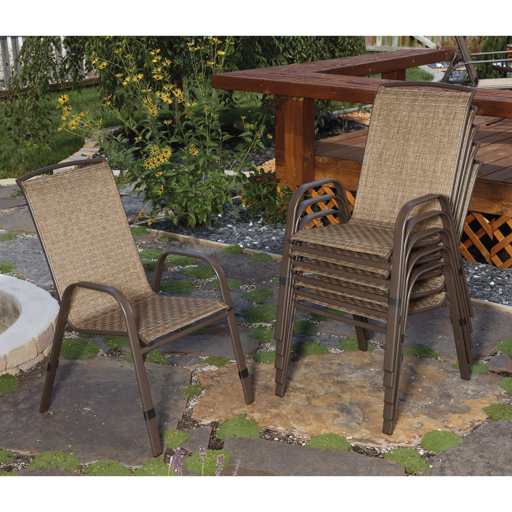 Outdoor Expressions Greenville Brown Steel Stackable Chair