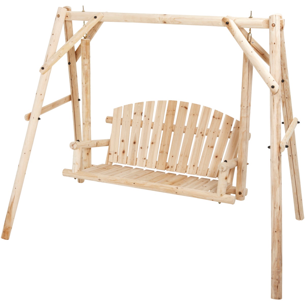 Jack Post North Woods 2-Person 71 In. W. x 67 In. H. x 55 In. D. Natural Log Patio Swing with Canopy