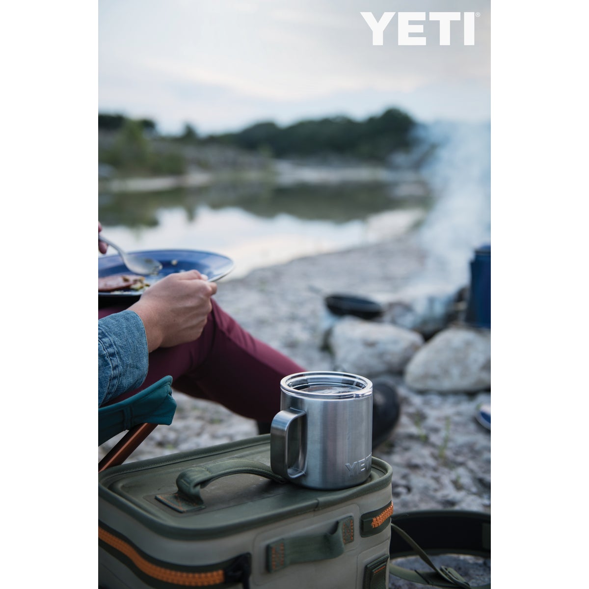 Yeti Rambler 14 Oz. Silver Stainless Steel Insulated Mug