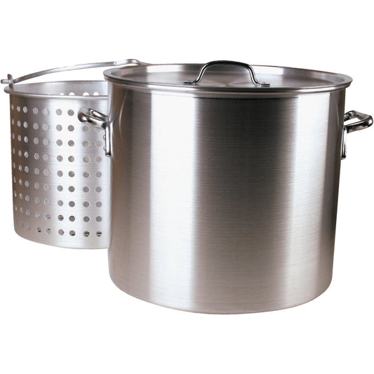 Fleur De Lis 100 Qt. Aluminum Stockpot, with 80 Qt. Strainer Basket