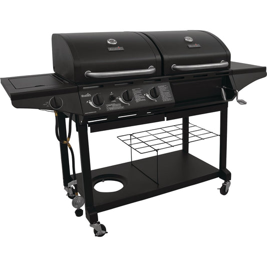 Char-Broil 3-Burner Black 36,000-BTU 2-In-1 Charcoal/LP Gas Combo Grill with 12,000-BTU Side -Burner