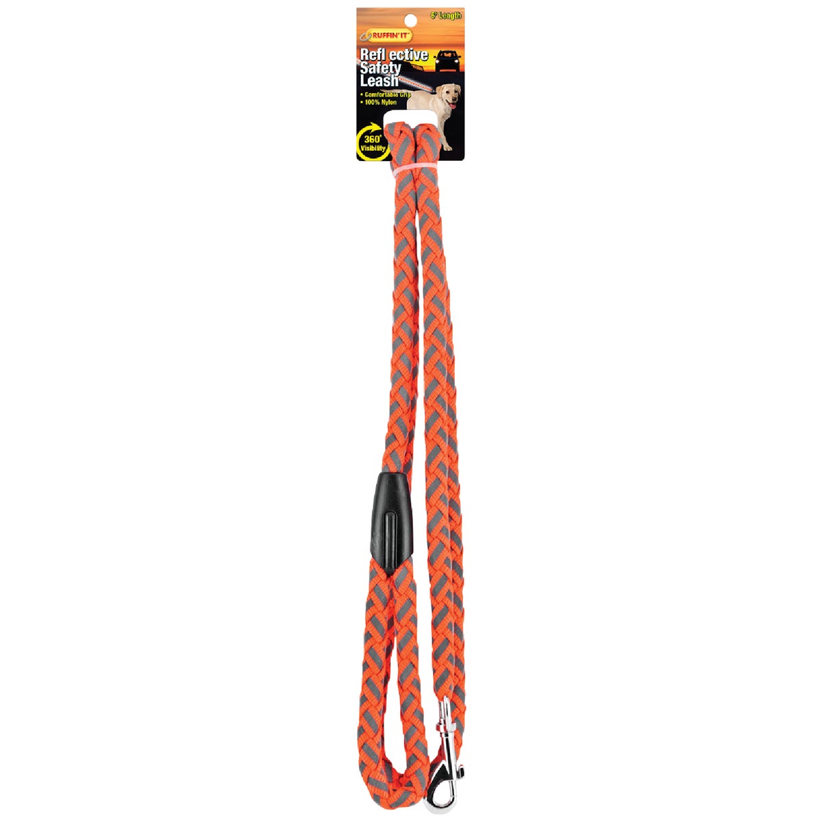 Westminster Pet Ruffin' it 6 Ft. Nylon Reflective Safety Orange Dog Leash