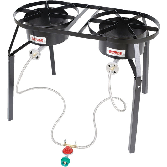 Bayou Classic 100,000 BTU Propane Gas Dual Burner Steel Outdoor Cooker