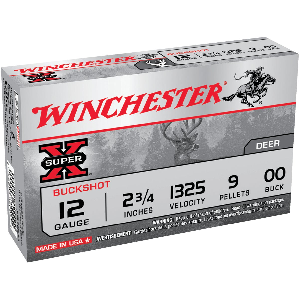 Winchester Super X 12 ga 2-3/4 In. 00 Buck/9 Pellets Buckshot Ammunition