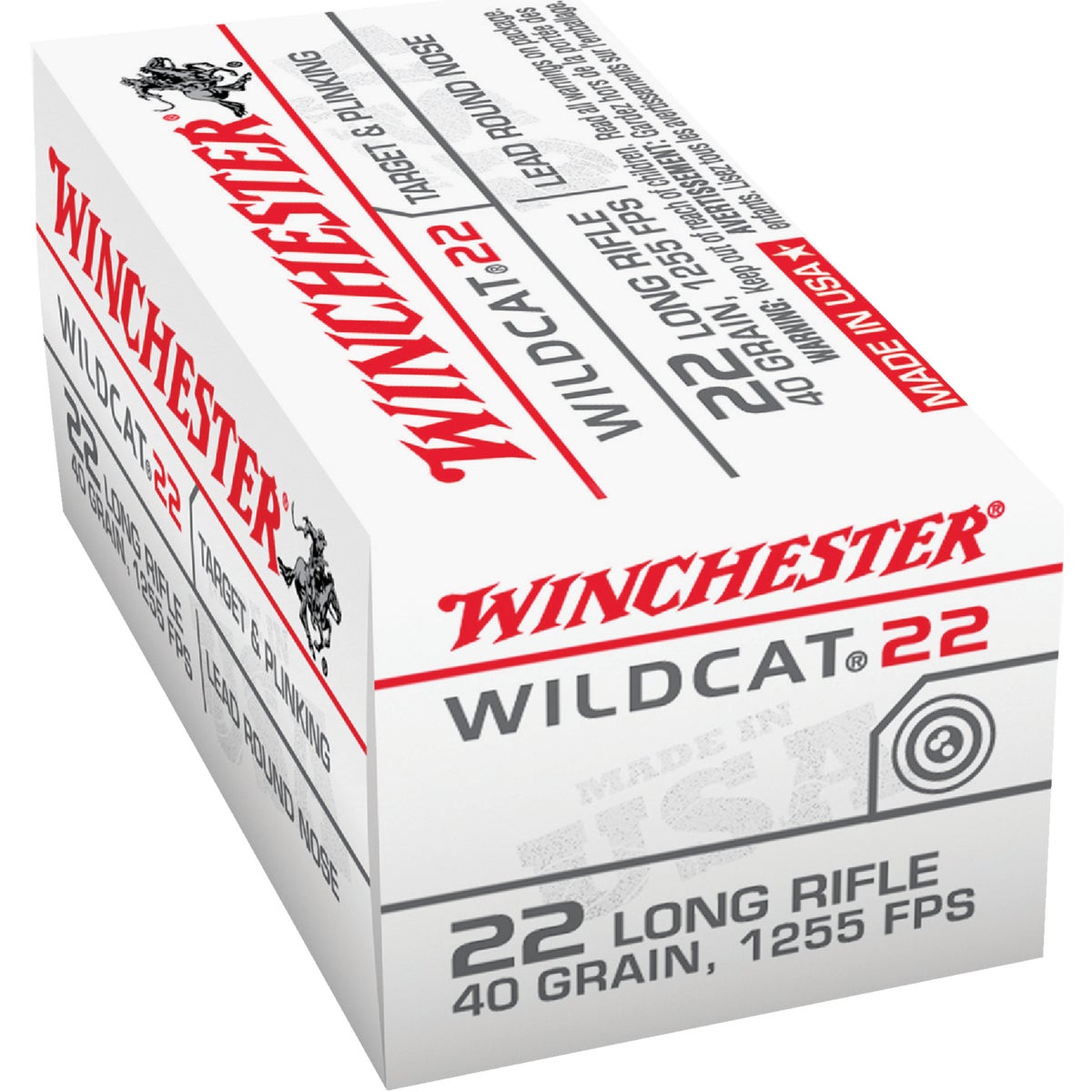 Winchester Wildcat .22 LR 40 Grain Round Nose Rimfire Ammunition Cartridges