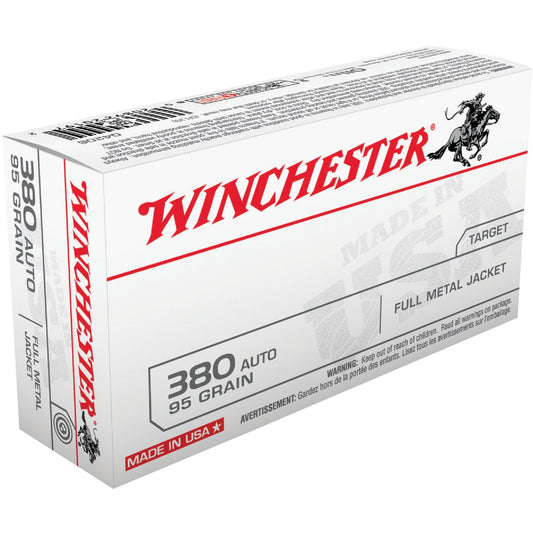 Winchester .380 Auto 95 Grain FMJ Centerfire Ammunition Cartridges