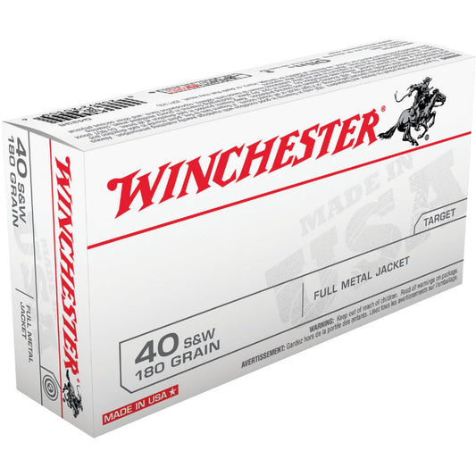 Winchester .40 Smith & Wesson 180 Grain FMJ Centerfire Ammunition Cartridges