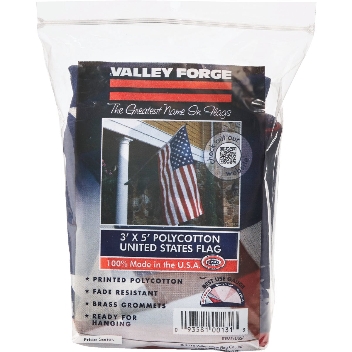 Valley Forge 3 Ft. x 5 Ft. Polycotton American Flag