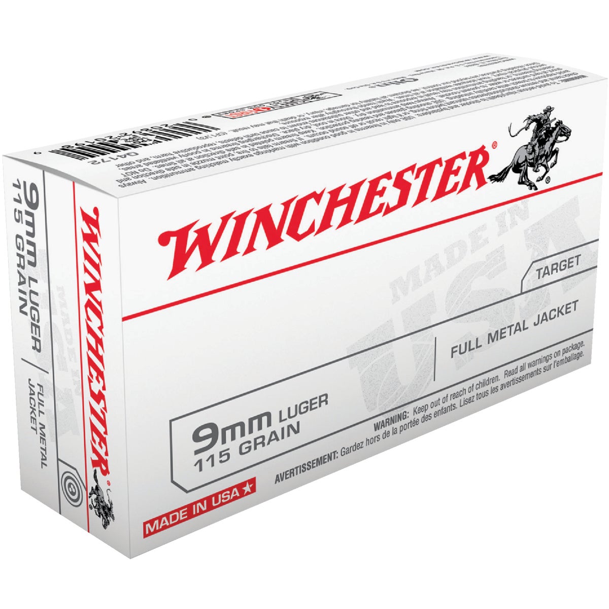 Winchester 9mm Luger 115 Grain FMJ Centerfire Ammunition Cartridges