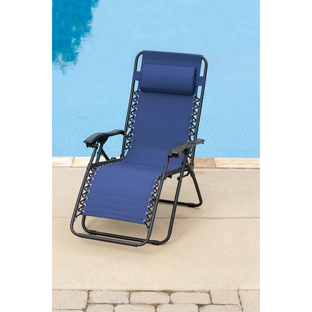 Outdoor Expressions Zero Gravity Relaxer Blue Convertible Lounge Chair