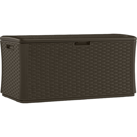 Suncast 134 Gal. Resin Wicker Brown Lockable Deck Box