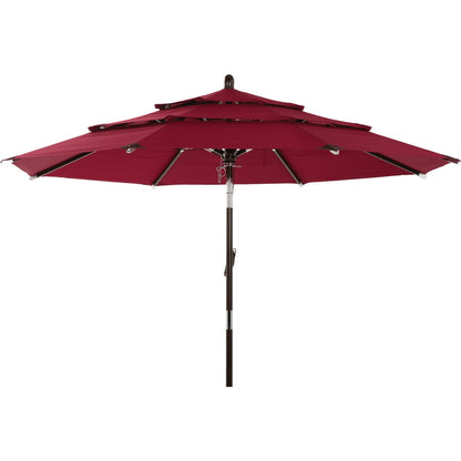 Outdoor Expressions 9 Ft. 3-Tier Tilt/Pulley Burgundy Patio Umbrella